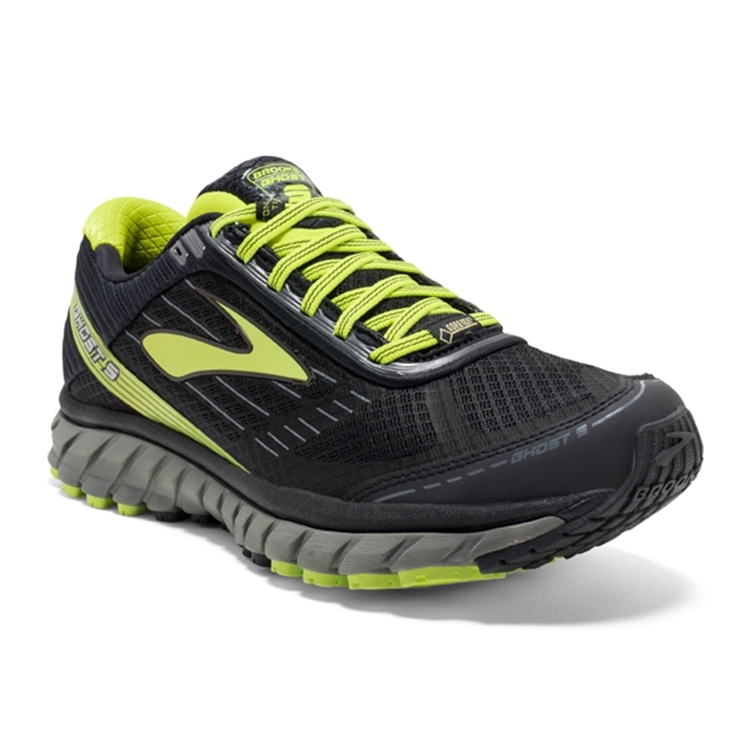 brooks Men's Ghost GTX 9 Castlerock / Lime Punch / Black