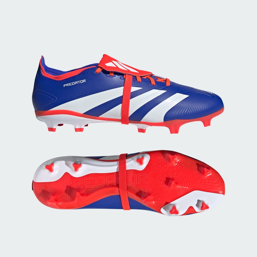 Adidas Predator League Fold-Over Tongue Firm Ground Soccer Cleats Lucid Blue / Cloud White / Solar Red