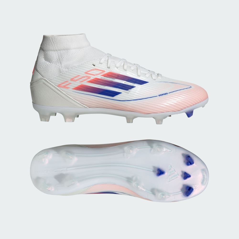 Adidas F50 Women's League Mid-Cut Firm/Multi-Ground Soccer Cleats Cloud White / Lucid Blue / Solar Red