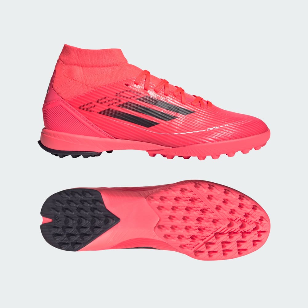 Adidas F50 Women's League Mid-Cut Turf Soccer Shoes Turbo / Aurora Black / Platinum Metallic