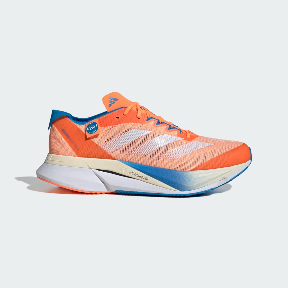 Adidas Chris Nikic Adizero Boston 12 Wide Shoes Screaming Orange / Cloud White / Bright Blue