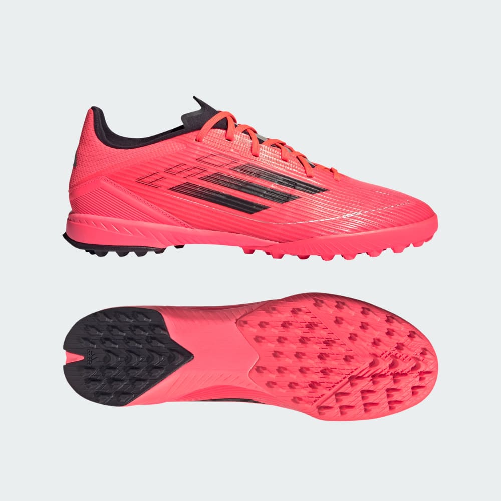 Adidas F50 League Turf Soccer Shoes Turbo / Aurora Black / Platinum Metallic