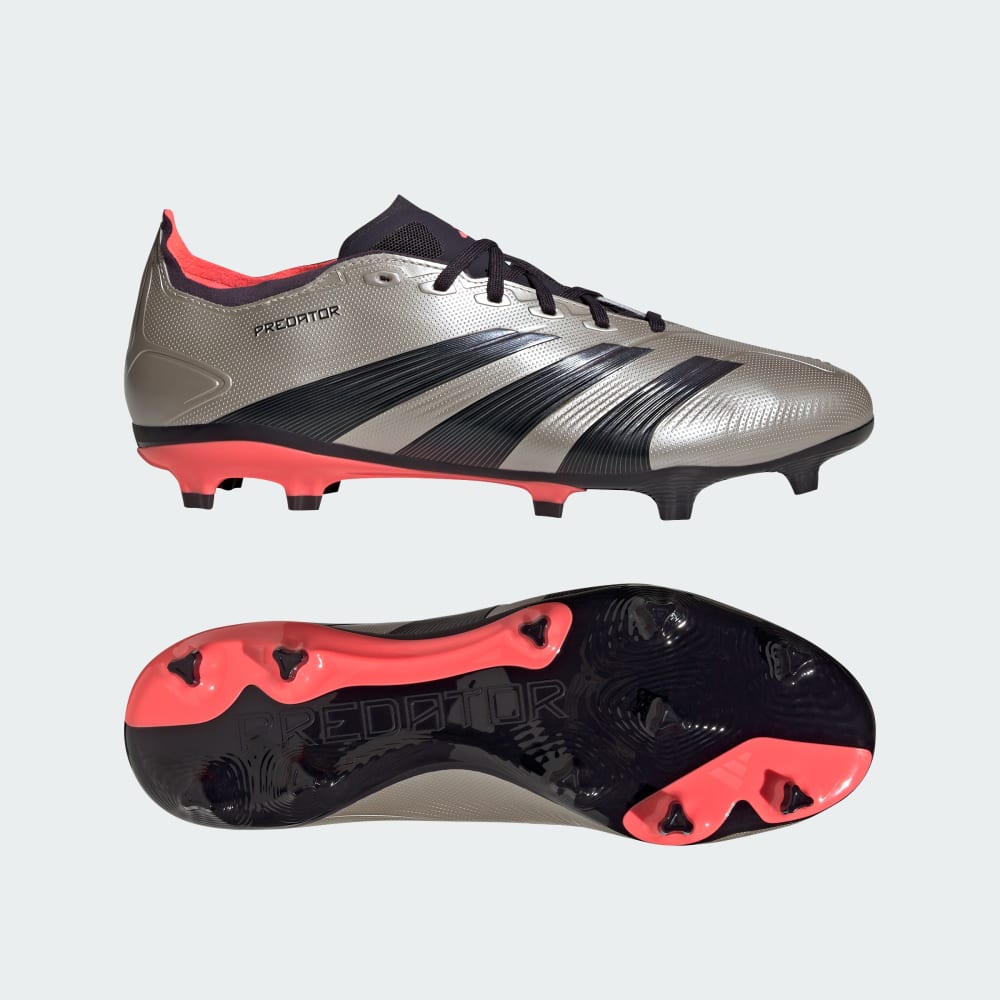 Adidas Predator League Firm Ground Cleats Platinum Metallic / Aurora Black / Turbo