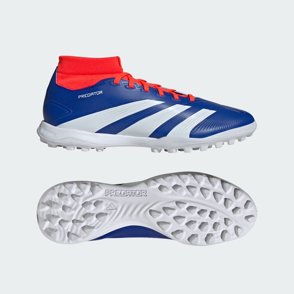 Adidas Predator League Mid-Cut Turf Soccer Shoes Lucid Blue / Cloud White / Solar Red