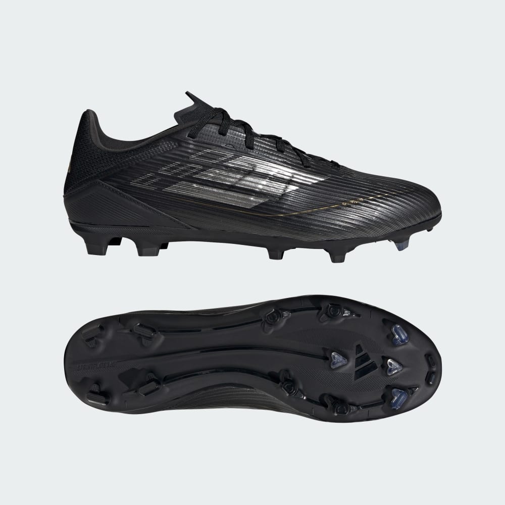 Adidas F50 League Multi-Ground Soccer Cleats Core Black / Iron Metallic / Gold Metallic