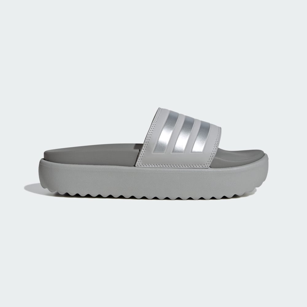 Adidas Adilette Platform Slides Grey Two / Silver Metallic / Charcoal Solid Grey