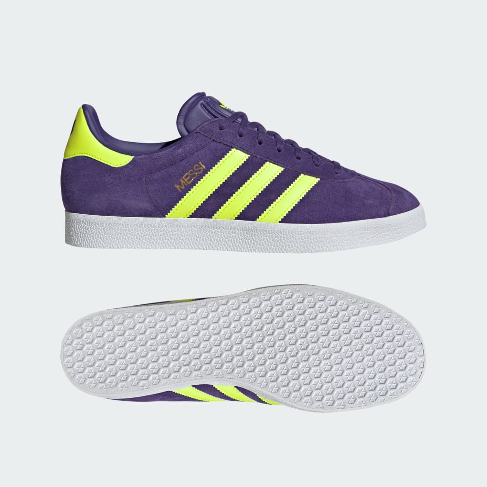 Adidas Gazelle Messi Soccer Shoes Purple / Lucid Lemon / Cloud White