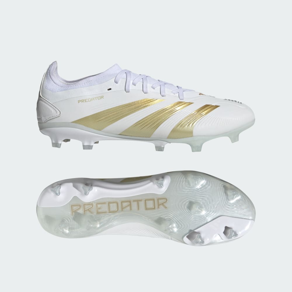 Adidas Predator Pro Firm Ground Soccer Cleats Cloud White / Gold Metallic / Sandy Beige Met