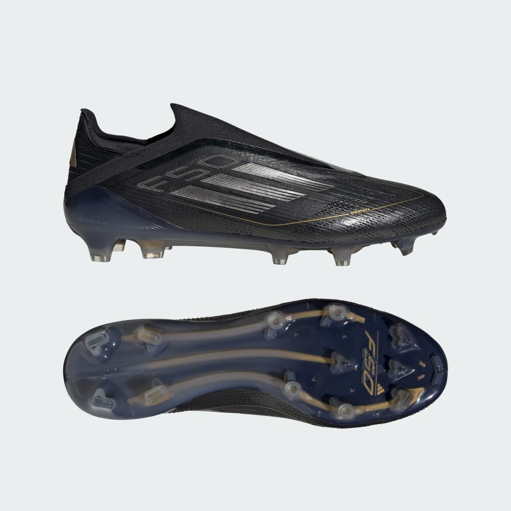 Adidas F50 Elite Laceless Firm Ground Soccer Cleats Core Black / Iron Metallic / Gold Metallic