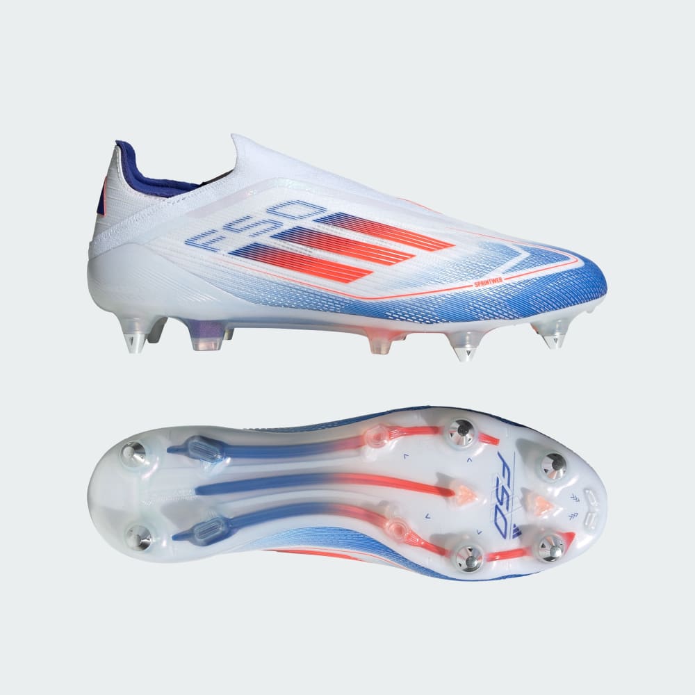 Adidas F50 Elite Laceless Soft Ground Soccer Cleats Cloud White / Solar Red / Lucid Blue