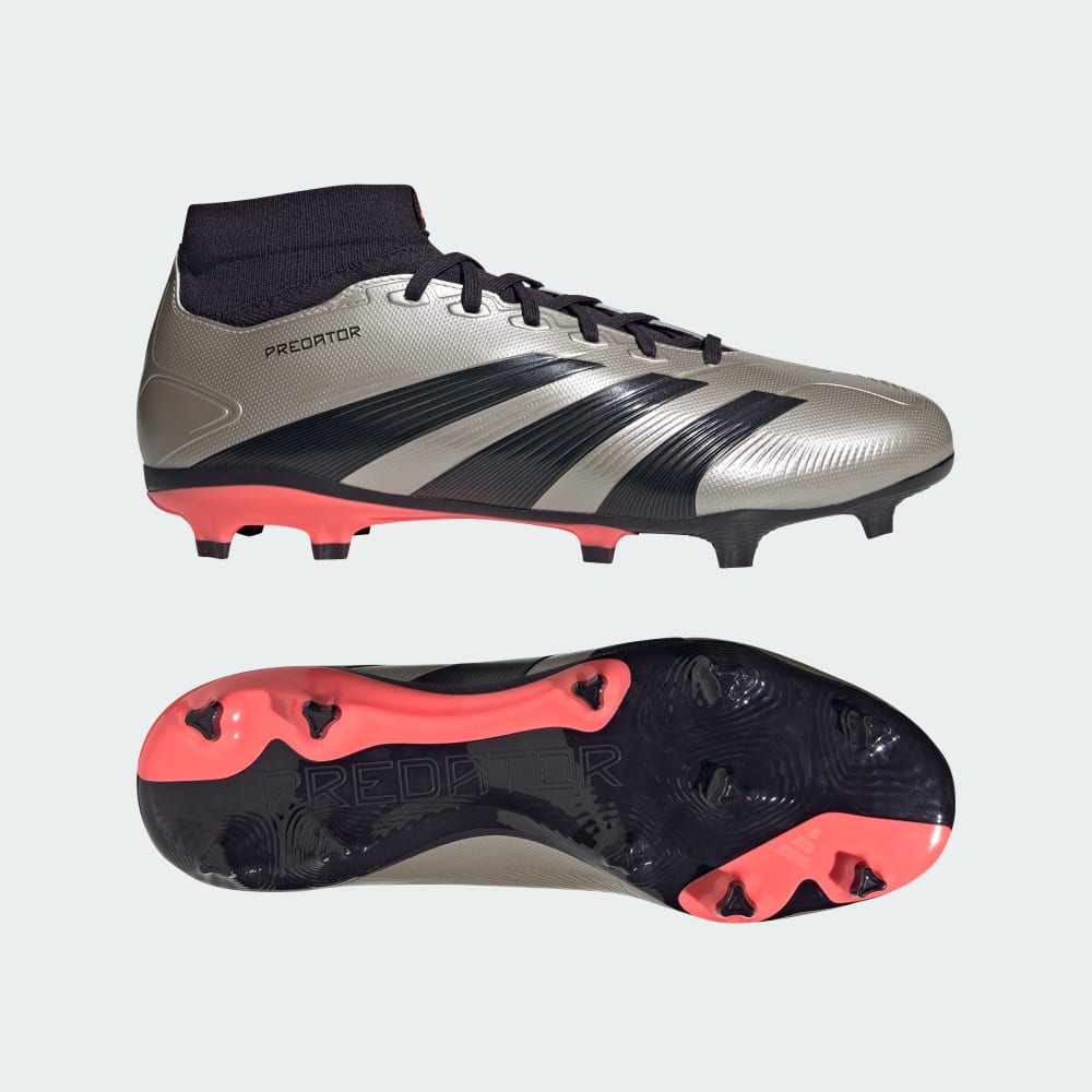 Adidas Predator League Firm Ground Soccer Cleats Platinum Metallic / Aurora Black / Turbo