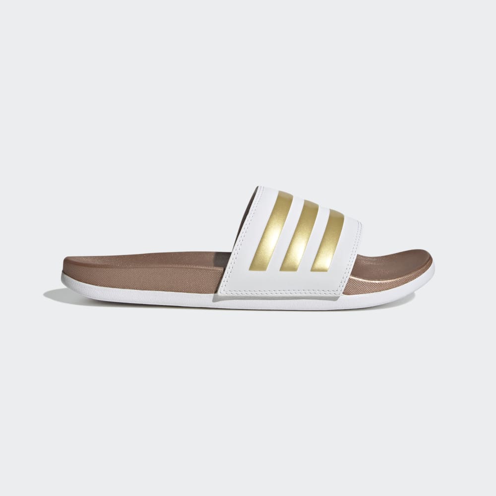 Adidas Adilette Comfort Slides Cloud White / Cloud White / Matte Gold