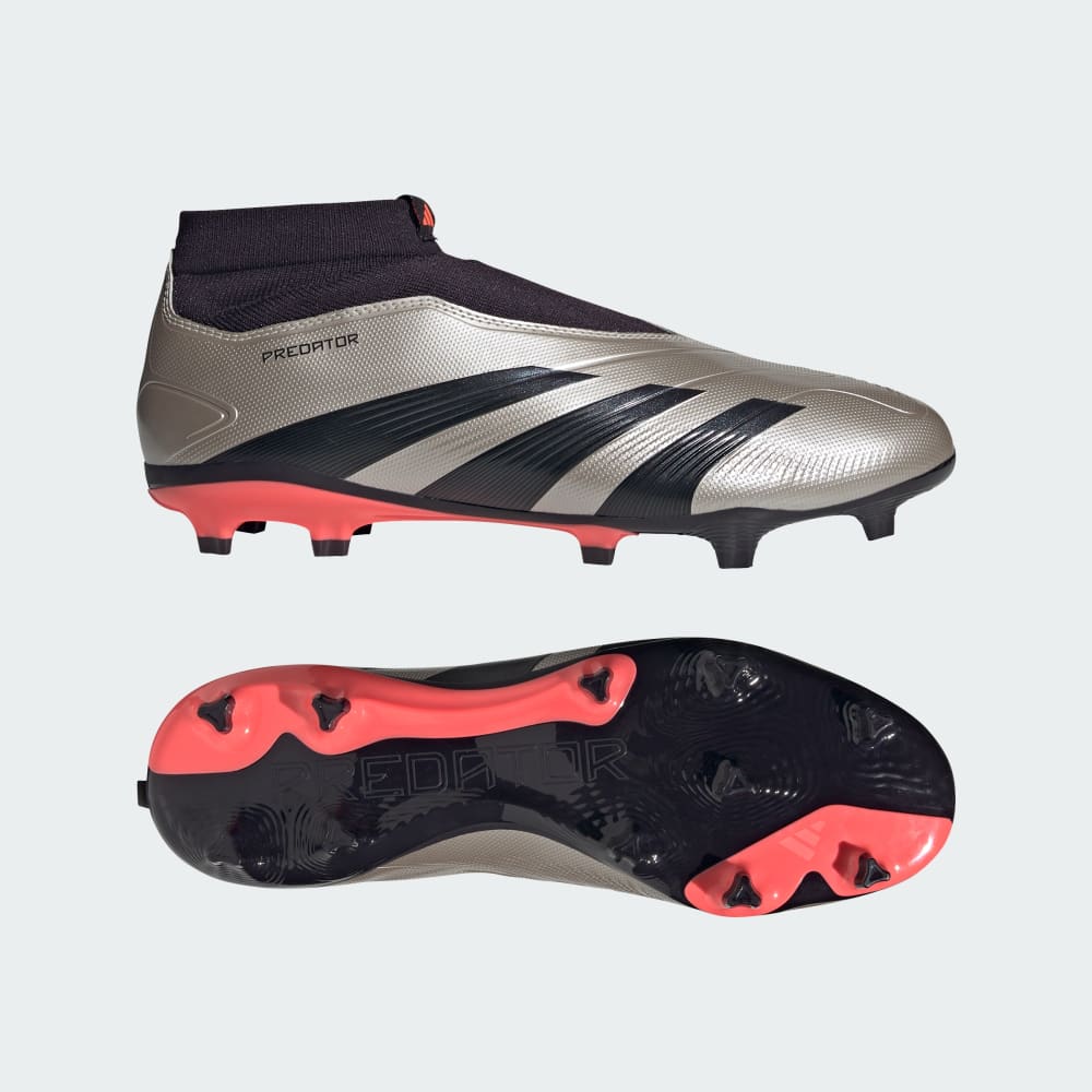 Adidas Predator League Laceless Firm Ground Soccer Cleats Platinum Metallic / Aurora Black / Turbo