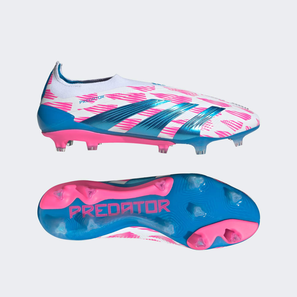 Adidas Predator Elite Laceless Firm Ground Soccer Cleats Cloud White / Solar Blue / Solar Pink