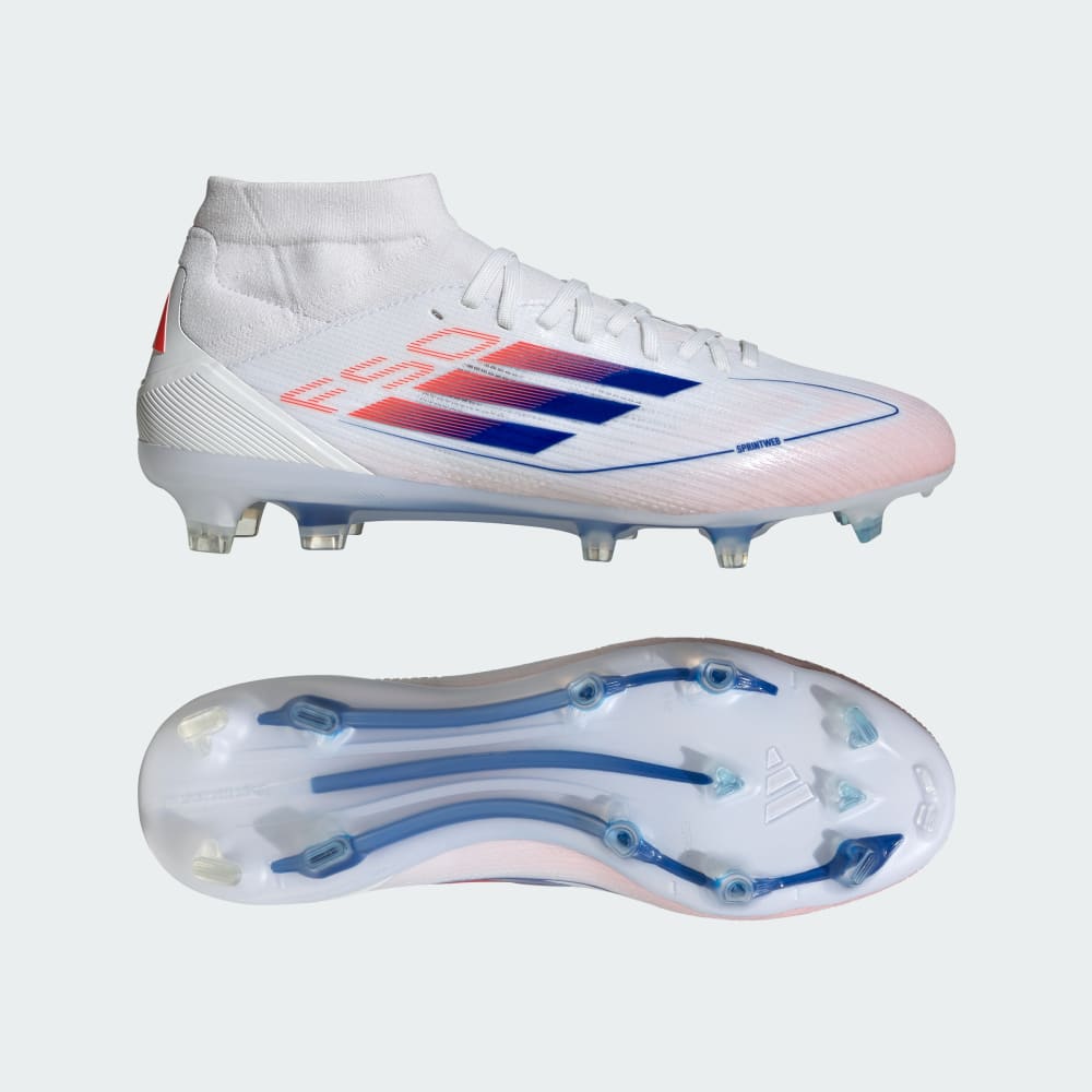 Adidas F50 Women's Pro Mid-Cut Firm Ground Soccer Cleats Cloud White / Lucid Blue / Solar Red