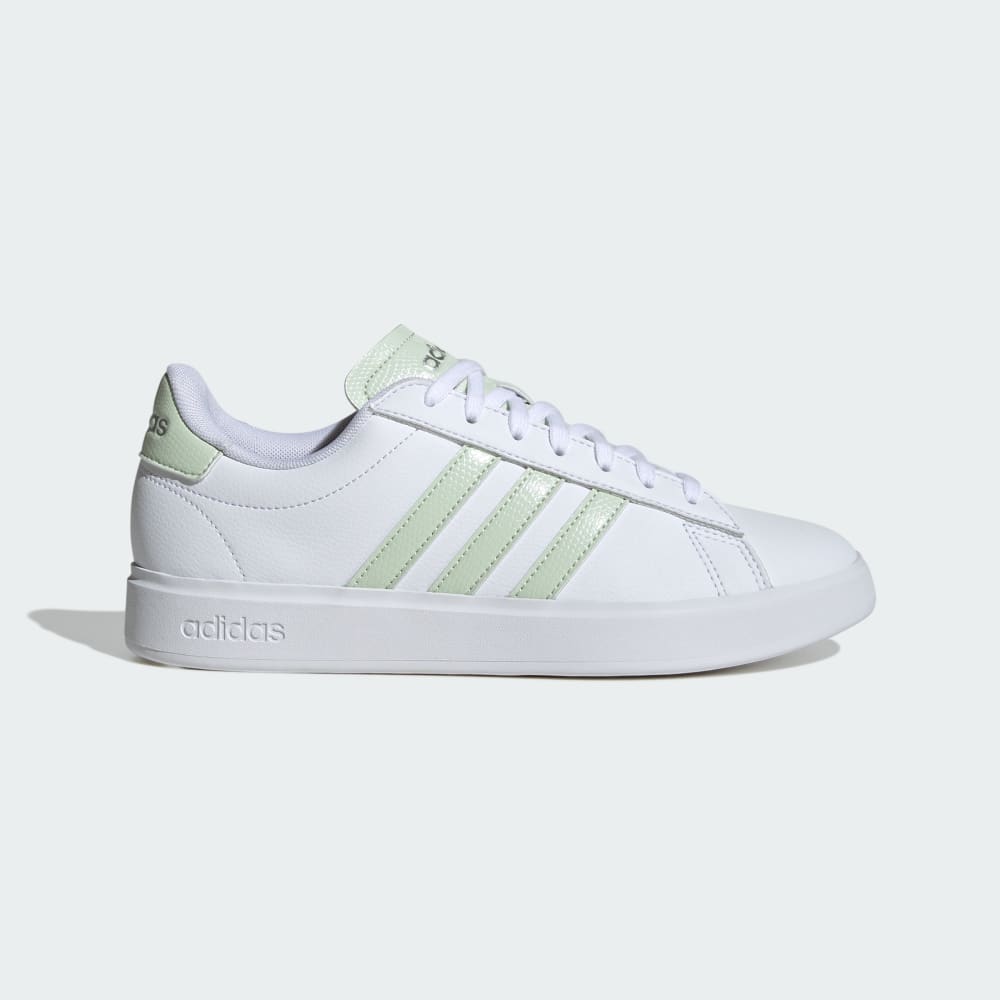 Adidas Grand Court 2.0 Shoes Cloud White / Linen Green / Matte Silver