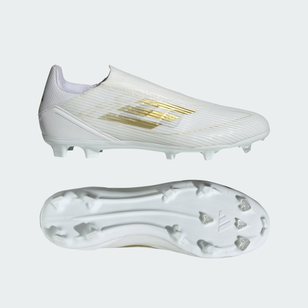 Adidas F50 League Laceless Firm/Multi-Ground Soccer Cleats Cloud White / Gold Metallic / Cloud White