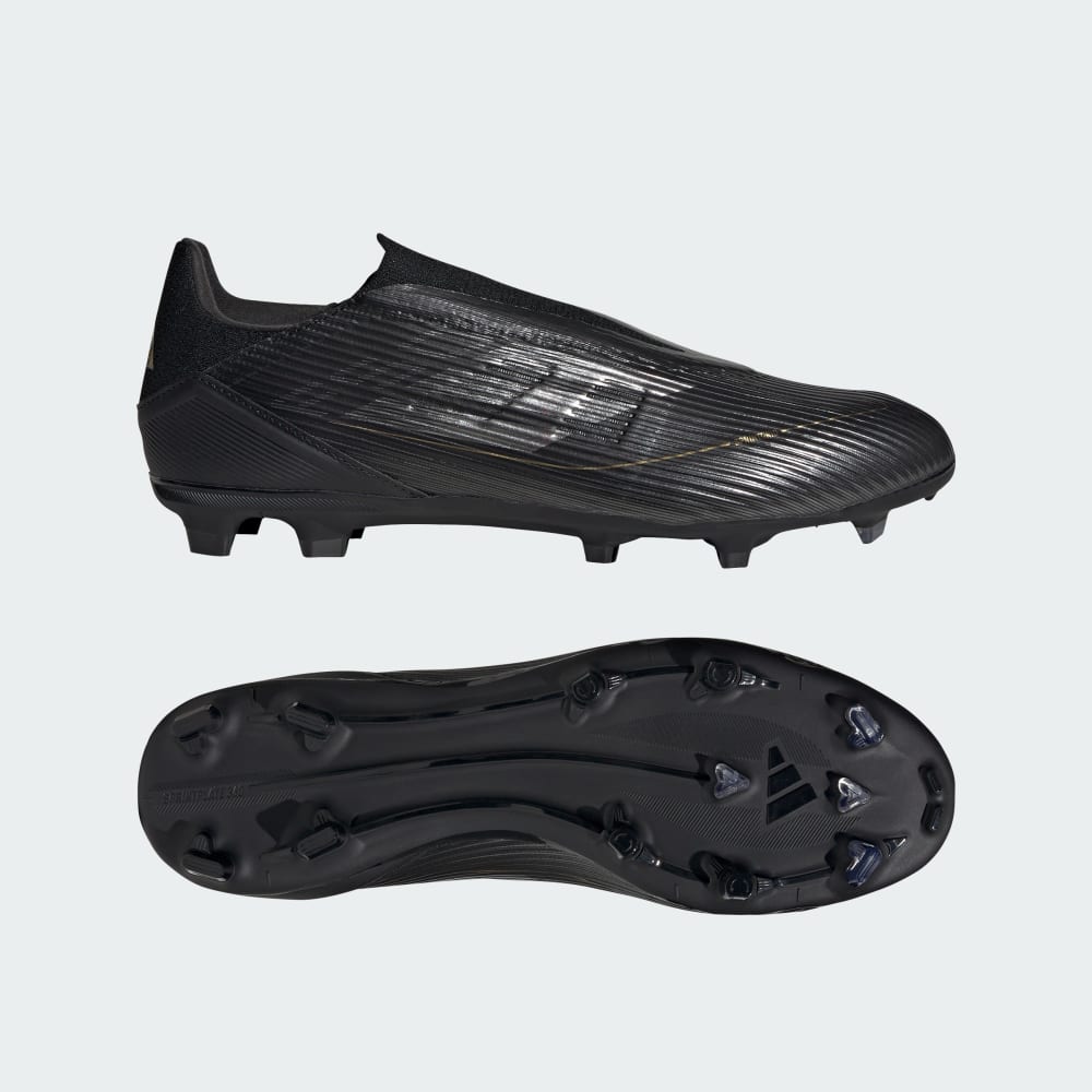 Adidas F50 League Laceless Firm/Multi-Ground Soccer Cleats Core Black / Iron Metallic / Gold Metallic