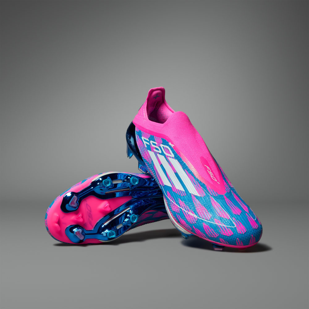 Adidas F50+ Firm Ground Soccer Cleats Solar Blue / Cloud White / Solar Pink