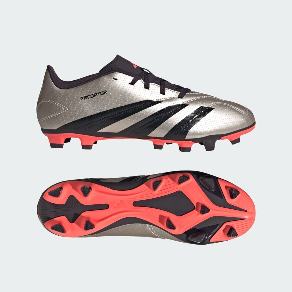 Adidas Predator Club Multi-Ground Soccer Cleats Platinum Metallic / Aurora Black / Turbo