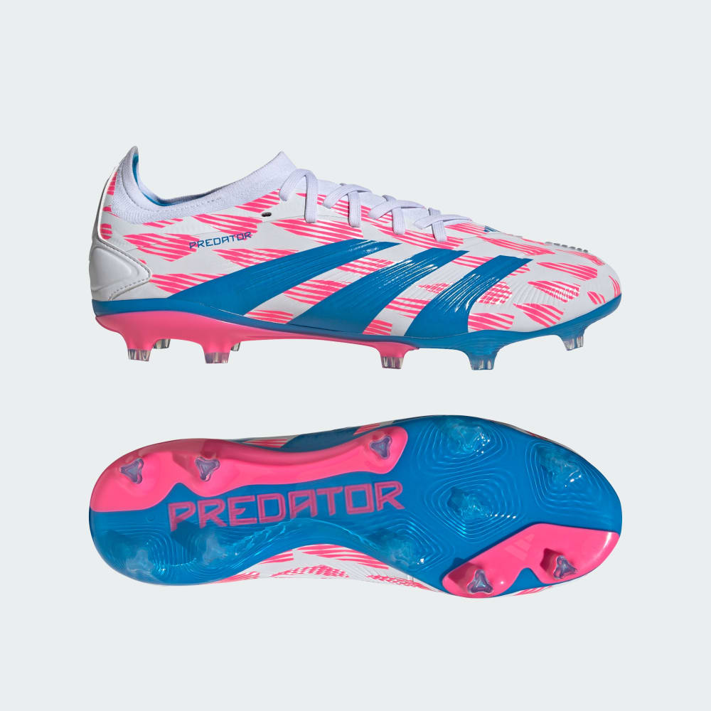 Adidas Predator Pro Firm Ground Soccer Cleats Cloud White / Solar Blue / Solar Pink