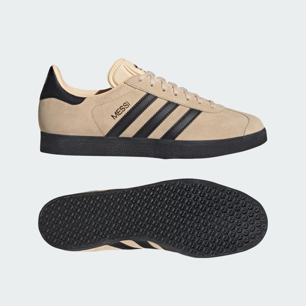 Adidas Gazelle Messi Soccer Shoes Kids Crystal Sand / Core Black / Gold Metallic