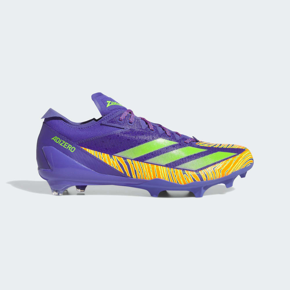 Adidas Adizero Electric Zubaz American Football Cleats Purple / Team Solar Green / Team Solar Orange