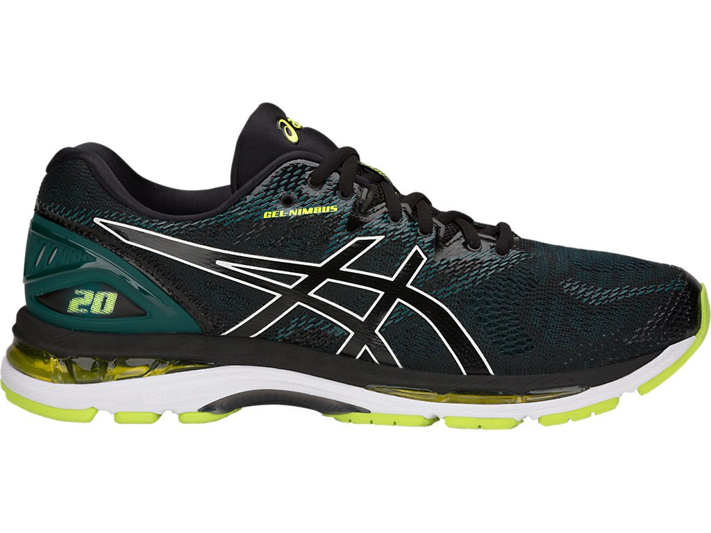 Asics Gel-Nimbus 20 Running Shoes For Men Black/Light Green 478GRXCD