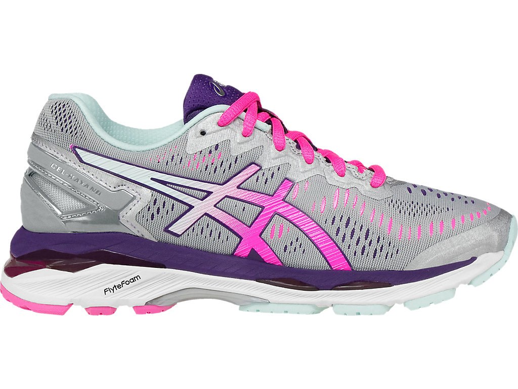 Asics Gel-Kayano 23 Running Shoes For Women Silver/Pink/Purple 773ZVXIN