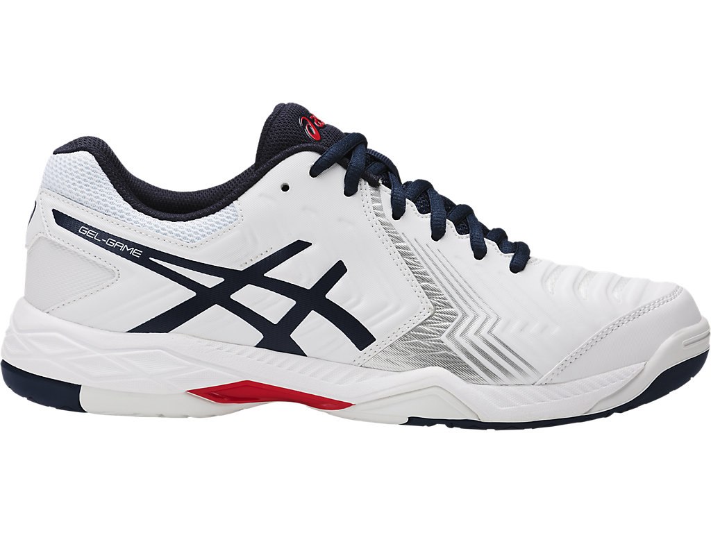 Asics Gel-Game 6 Tennis Shoes For Men White/Blue/Silver 925BZSYF