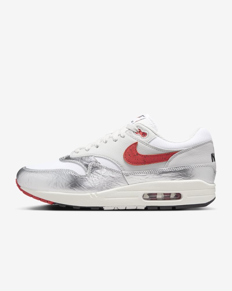 Nike Air Max 1 Premium White/Metallic Silver/Neutral Grey/Chile Red