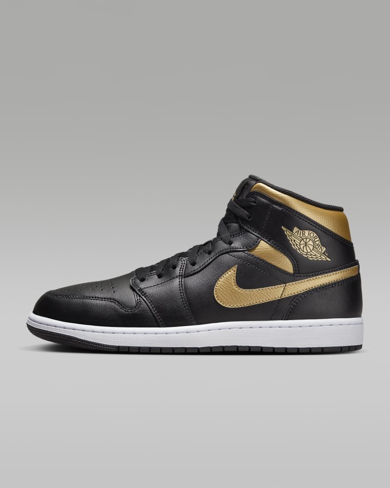 Air Jordan 1 Mid Black/White/Metallic Gold