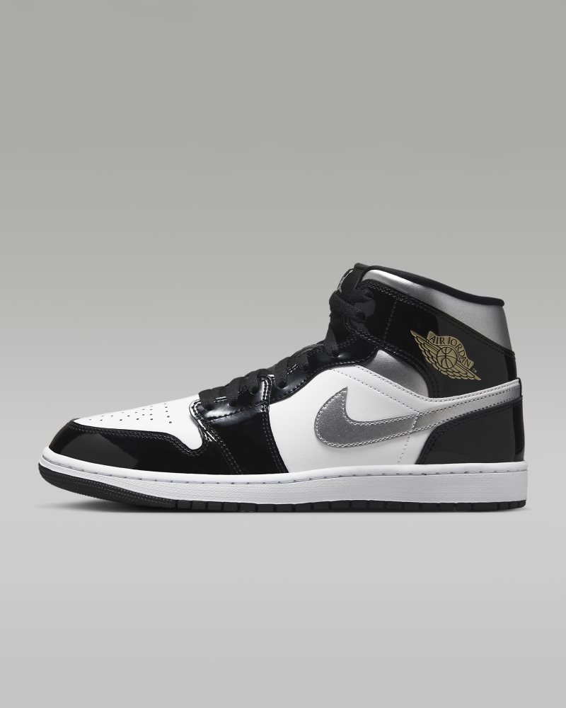 Air Jordan 1 Mid SE Black/White/Metallic Gold/Metallic Silver