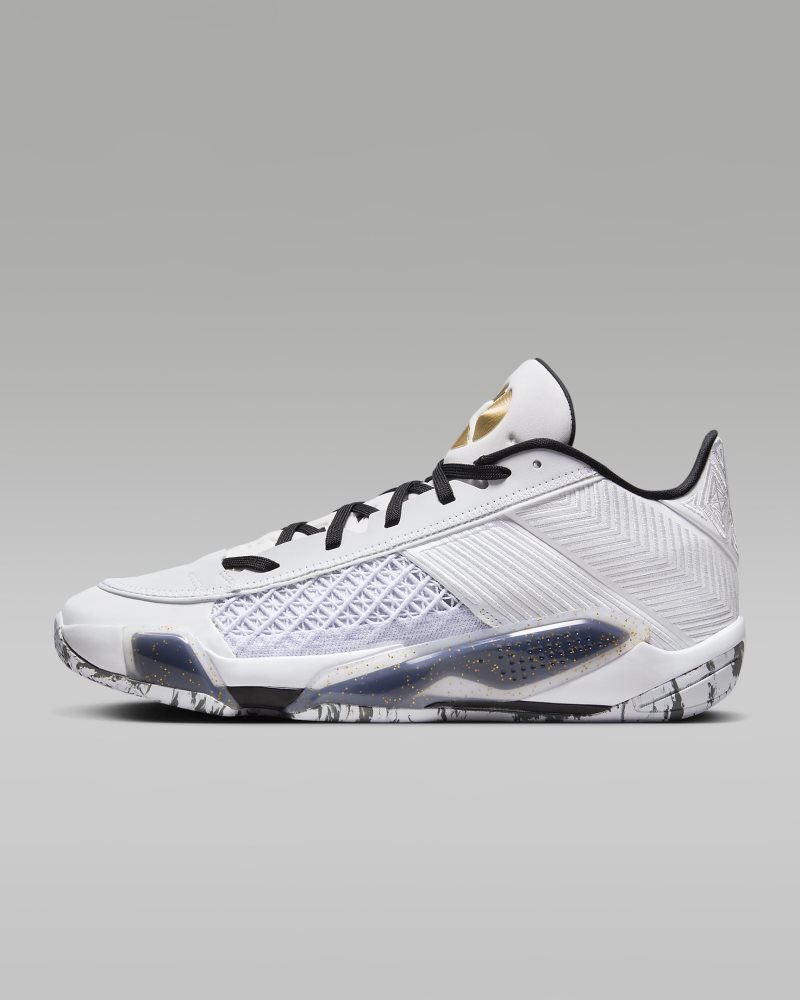 Air Jordan XXXVIII Low White/Black/Pure Platinum/Metallic Gold