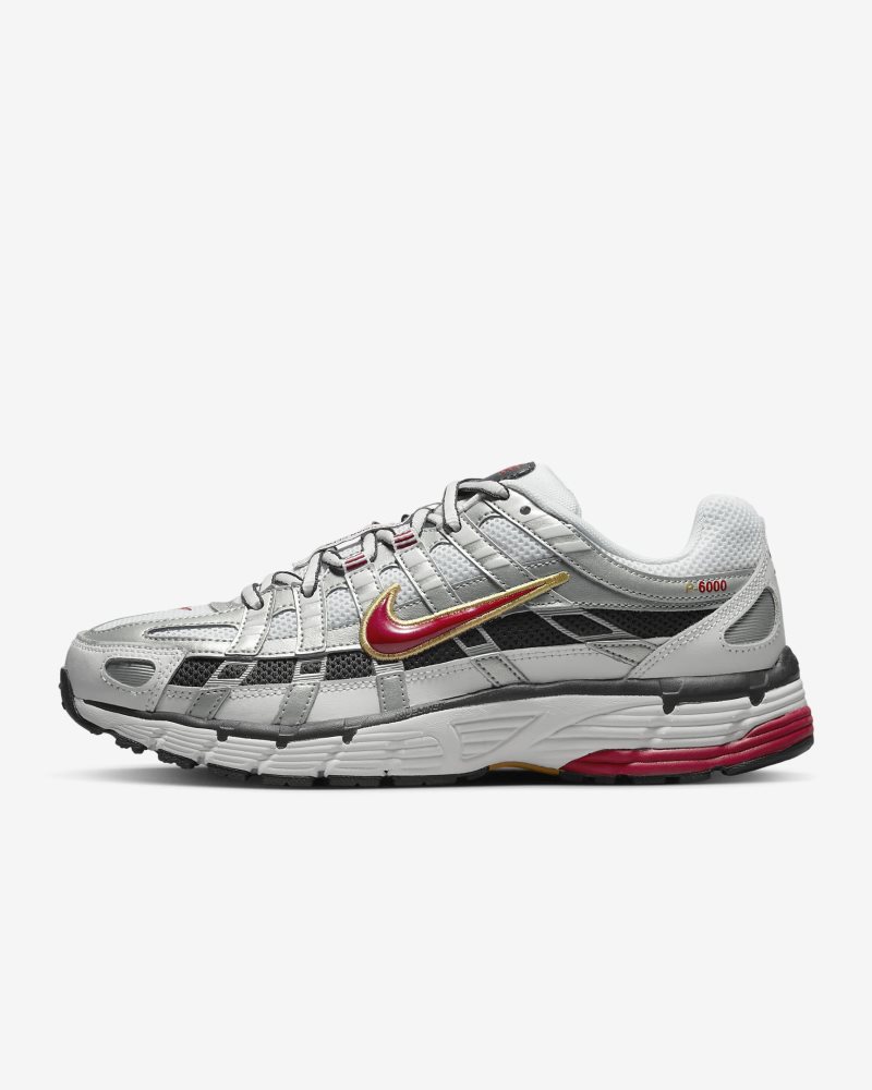 Nike P-6000 White/Metallic Platinum/Dark Charcoal/Varsity Red