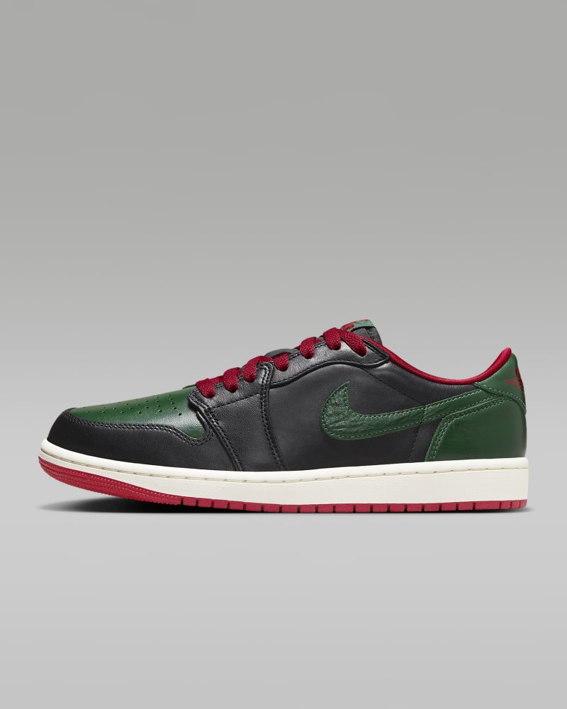 Air Jordan 1 Low OG "Black/Gorge Green" Black/Varsity Red/Sail/Gorge Green