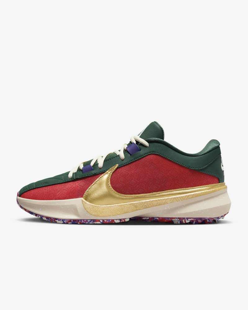 Giannis Freak 5 ??Loyalty?? Gym Red/Fir/Court Purple/Metallic Gold