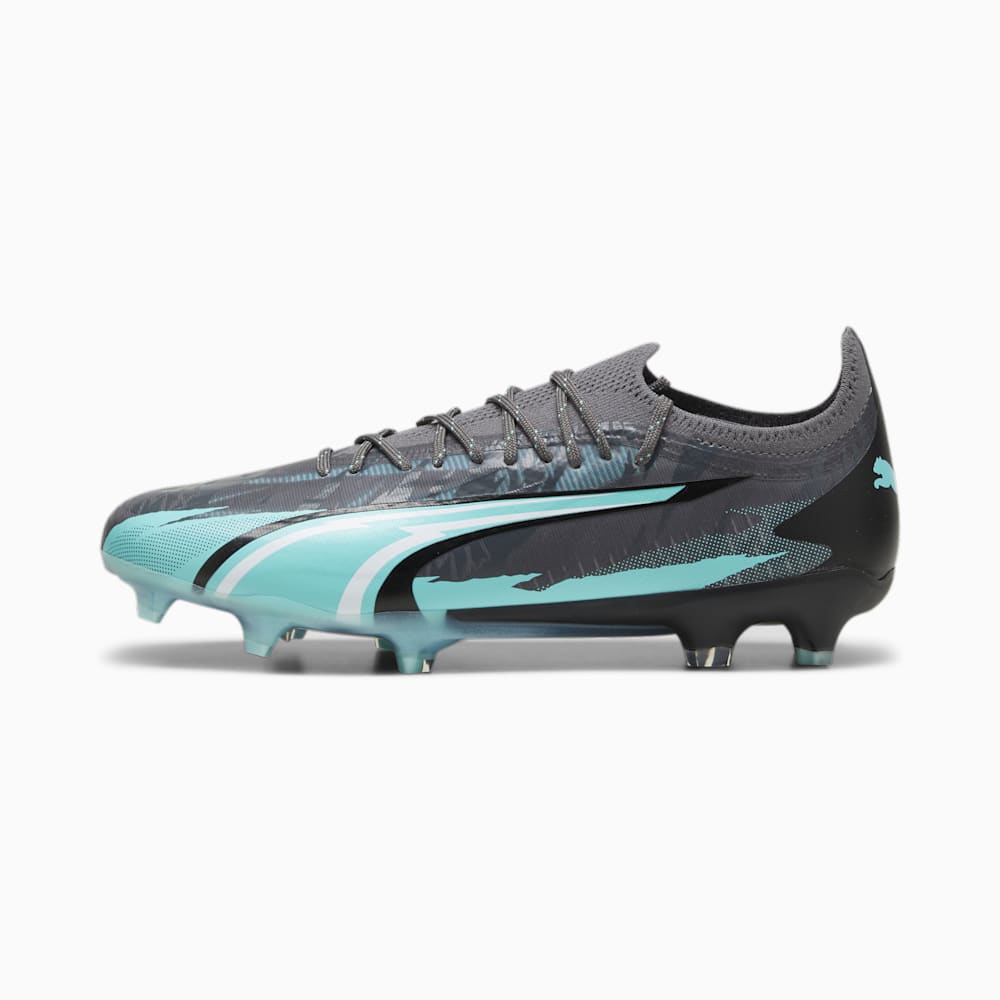 Puma ULTRA ULTIMATE RUSH FG/AG Soccer Cleats - Strong Gray-White-Elektro Aqua