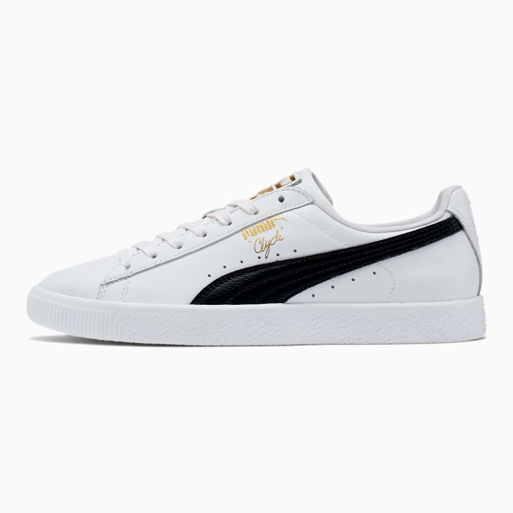 Puma Clyde Core Foil Sneakers - White-Black-Team Gold