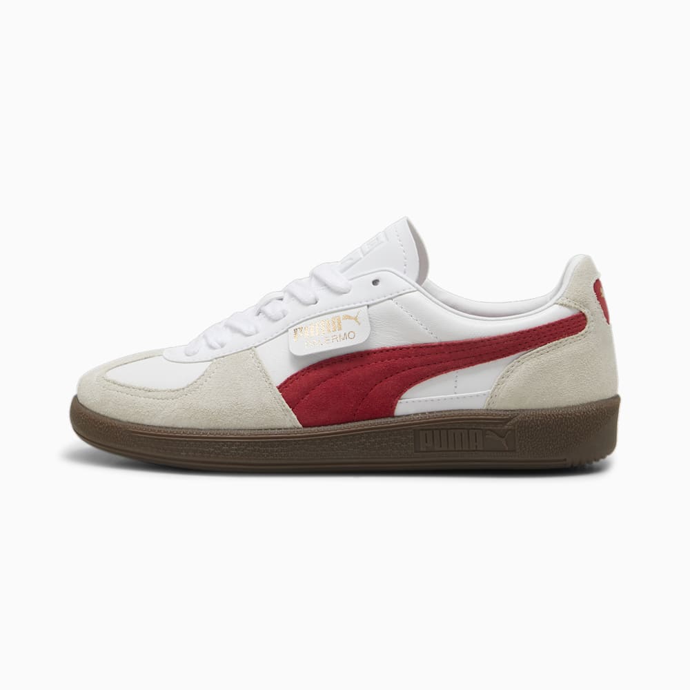 Puma Palermo Leather Sneakers - White-Vapor Gray-Club Red