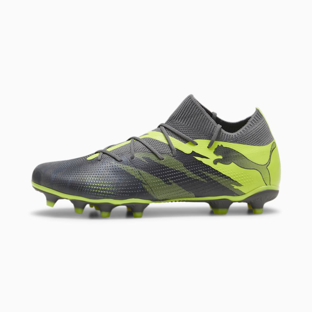 Puma FUTURE 7 MATCH RUSH FG/AG Soccer Cleats - Strong Gray-Cool Dark Gray-Electric Lime