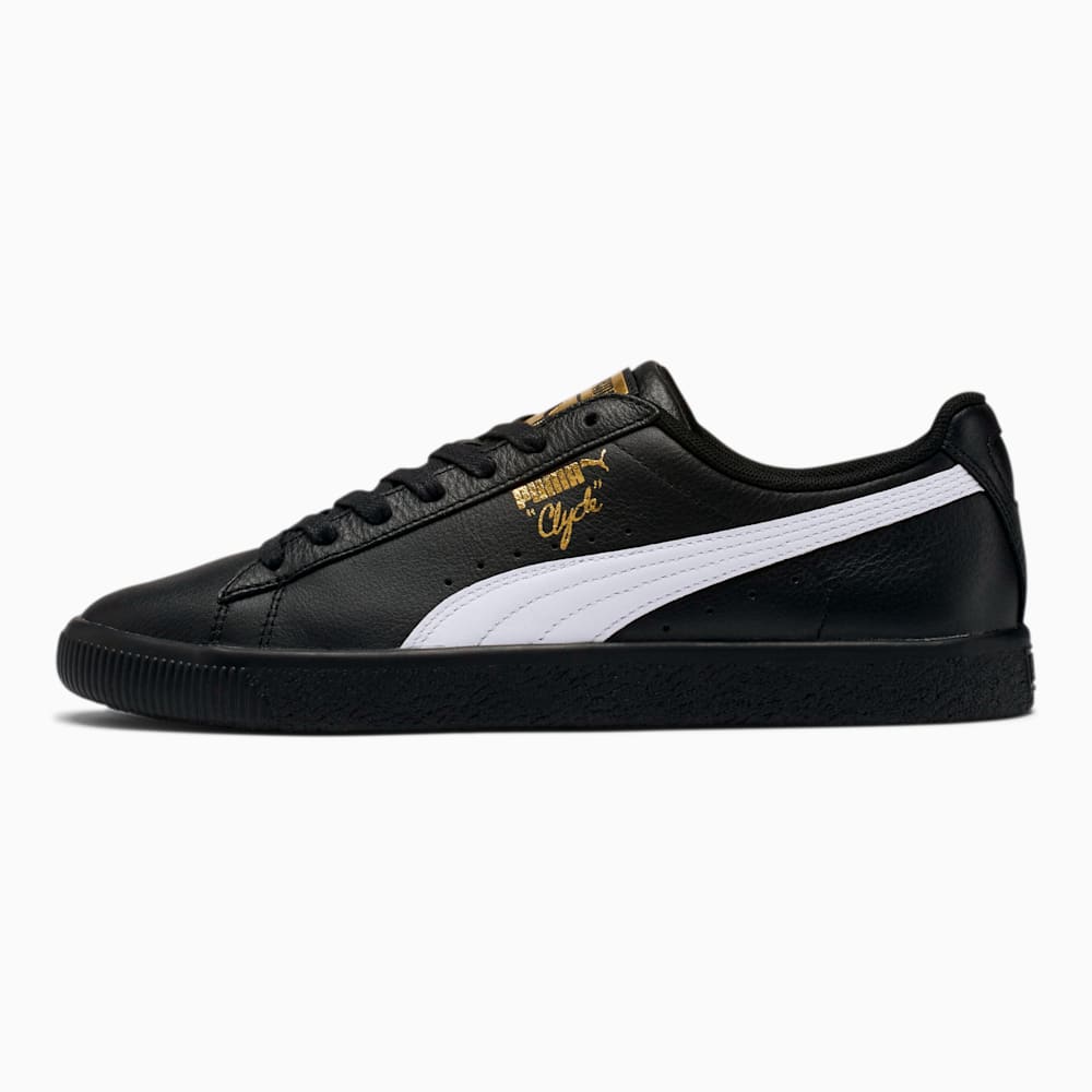 Puma Clyde Core Foil Sneakers - Black-White-Team Gold