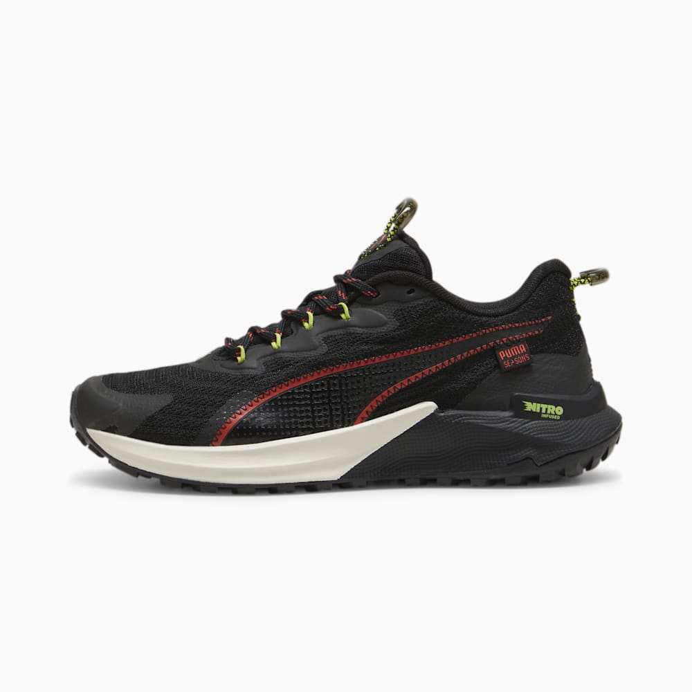 Puma SEASONS Fast-Trac NITRO? 2 Running Shoes - Black-Active Red-Lime Pow