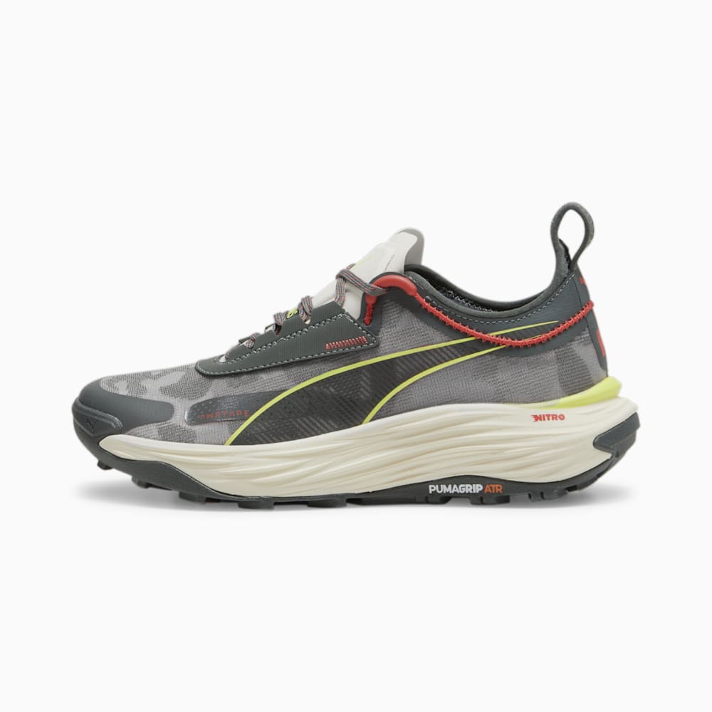 Puma SEASONS Voyage NITRO? 3 Running Shoes - Mineral Gray-Active Red-Lime Pow