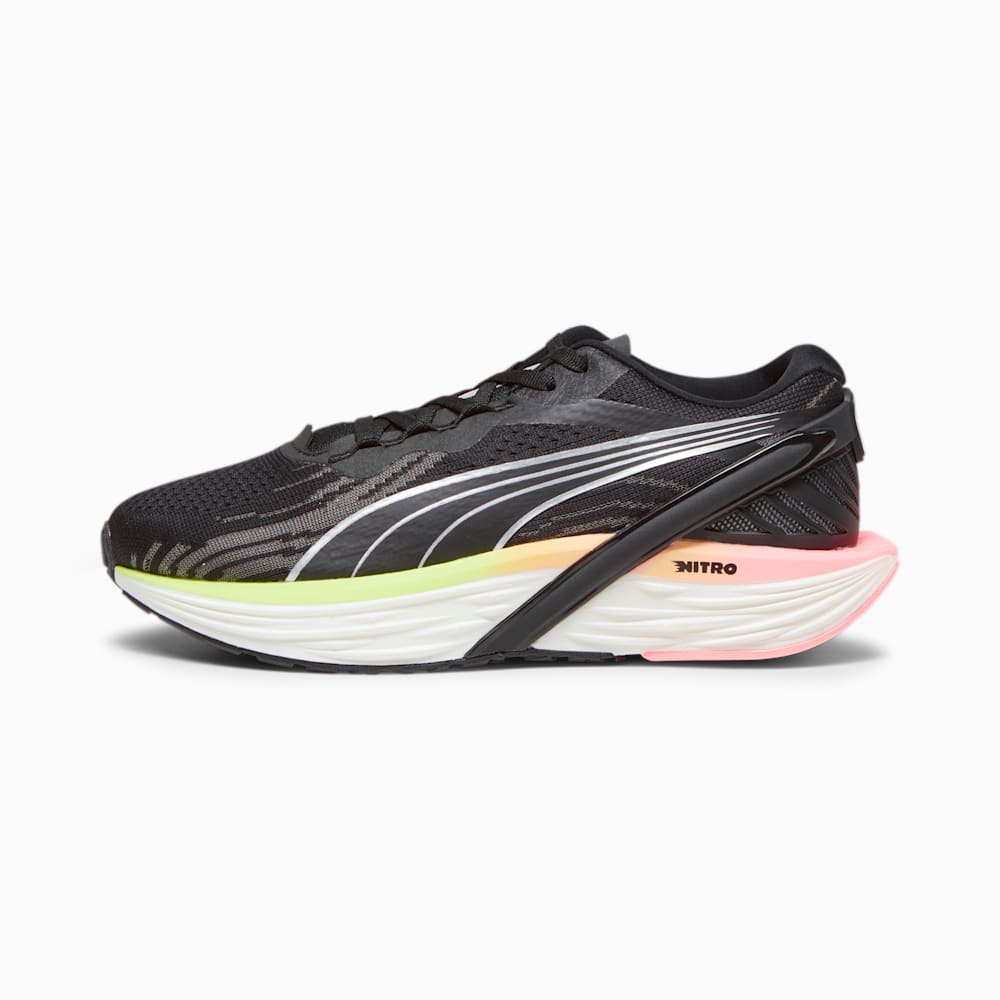 Puma Run XX NITRO? 2 Running Shoes - Black-Koral Ice-Speed Green-Silver