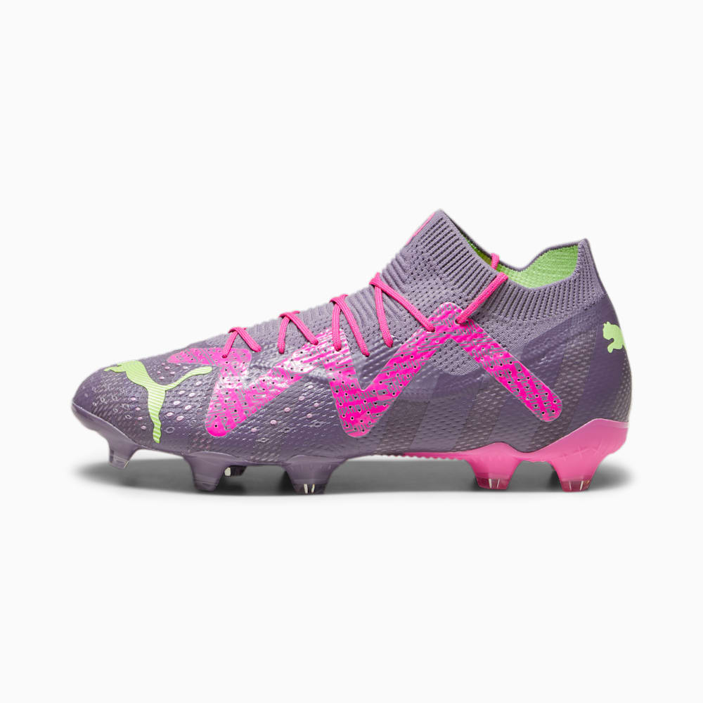 Puma FUTURE ULTIMATE FG/AG Goalkeeper Soccer Cleats - Purple Charcoal-Fast Yellow-Ravish-White