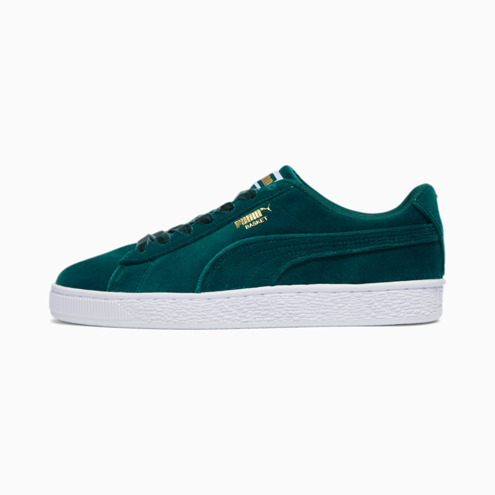 Puma Basket Classic Velvet Sneakers - Malachite-Team Gold-White