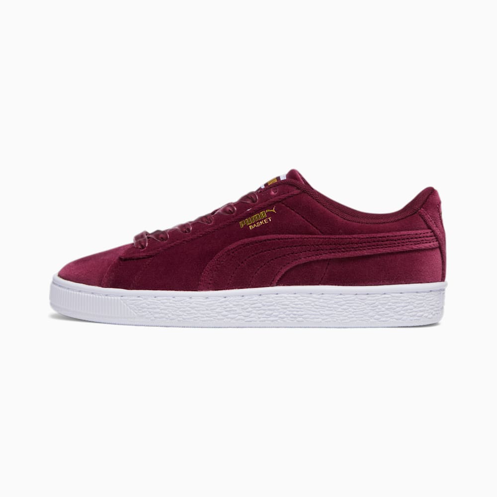 Puma Basket Classic Velvet Sneakers - Dark Jasper-Team Gold-White