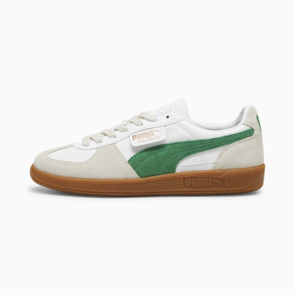 Puma Palermo Leather Sneakers - White-Vapor Gray-Archive Green