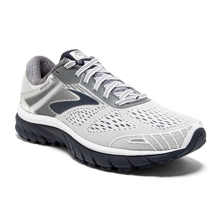 brooks Men's Adrenaline GTS 18 White / Grey / Navy